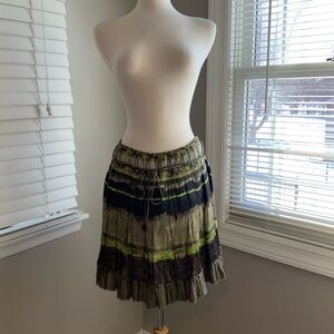 Free People A-Line Skirt in Green, Black, and Tan